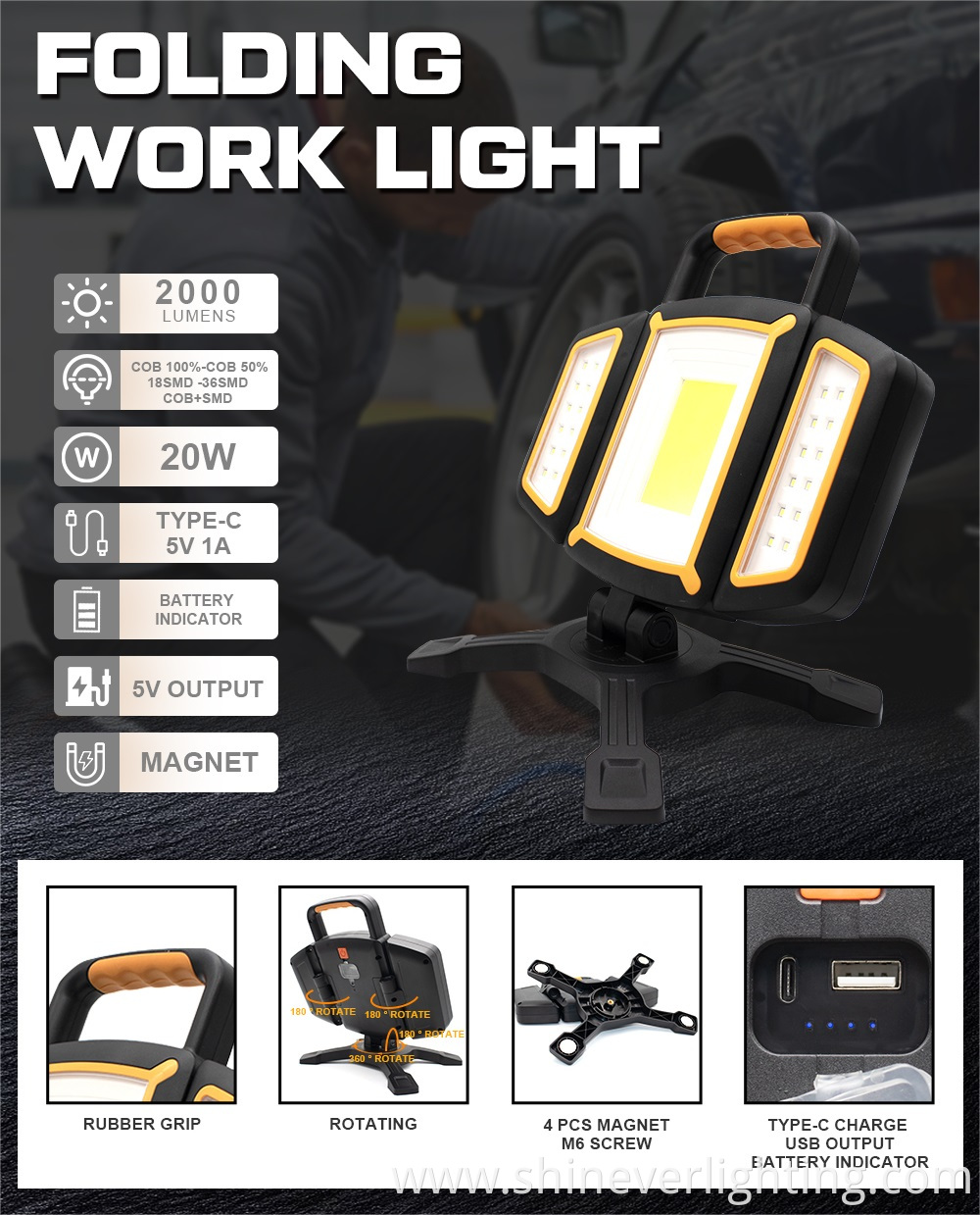 Handheld Rotatable LED Floodlight